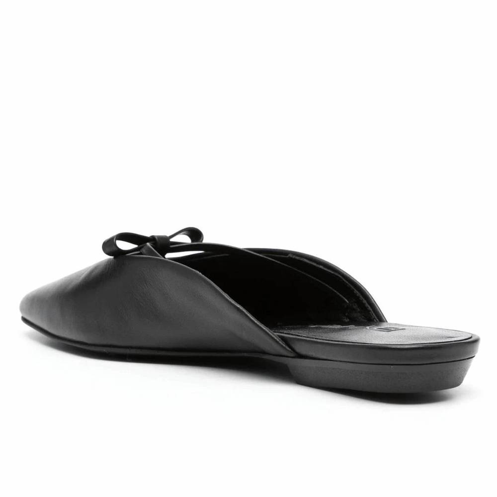 NEW BY FAR women's finn leather bow ballerina mules in black - Picture 4 of 4